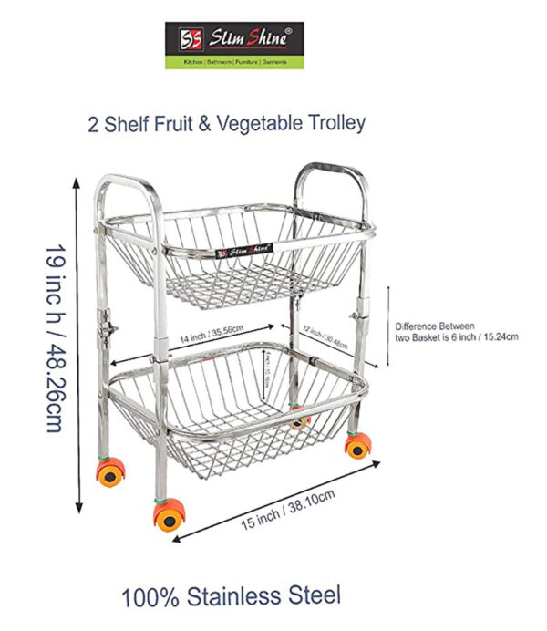 2 Shelf Fruit & Vegetable with Wheels