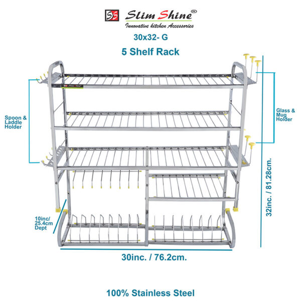 5 Shelf Kitchen Dish Rack (G-SHAPE)